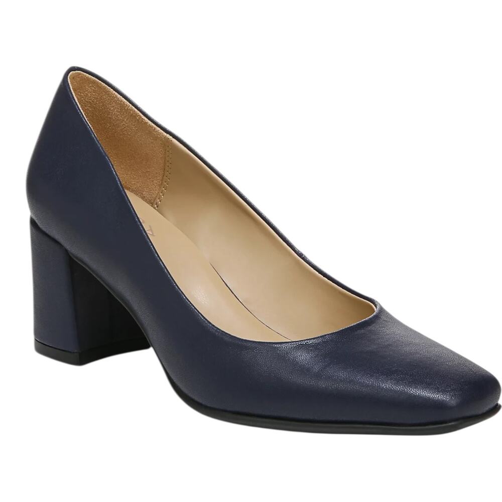 Naturalizer Women's Warner Classic Square Toe Block Heel Pumps Navy Size 10 W